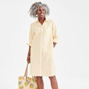 Yellow stripped shirt dress